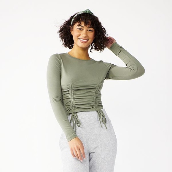 Juniors' SO® Cinched Front Long Sleeve Knit Top 💕 - Picture 2 of 2